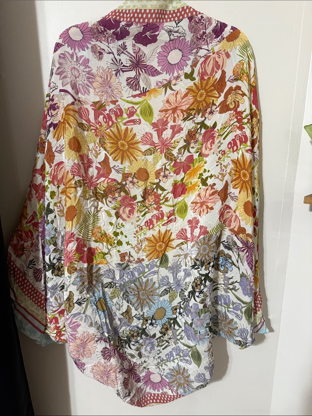Anthropologie Floral Duster with Lavender and Sky Blue Accents - Picture 4 of 7